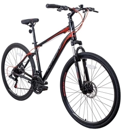 KRON Mountainbike KRON TX 75 Hardtail Aluminium Trekking Mountainbike 28 Zoll, 21 Gang Shimano, Scheibenbremse | 18 Zoll Rahmen MTB Erwachsenen- und Jugendfahrrad, Schwarz Rot