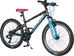 KRON Mountainbike KRON XC-100 Hardtail Alu Jugendfahrrad Kinderfahrrad 24 Zoll ab 9-14 Jahre | 21 Gang Shimano Schaltung, V-Bremse, Federgabel, 13 Zoll Rahmen | Kinder Mountainbike Schwarz Rot Blau