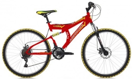 Cicli Cinzia Mountainbike Mountainbike Cicli Cinzia Arrow Herren, Stahlrahmen, Vollfederung, Shimano Umwerfer, 26 Zoll, Größe 44 (Red, Mechanische Scheibenbremsen - 21 Gang)