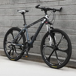 SHUI Fahrräder Mountainbike ， Erwachsene 26 Zoll 24-Gang-Rennrad Carbon Stahlrahmen Offroad-Fahrrad Herren Sport Radfahren Rennfahrt 6 Black-Gray Wheels