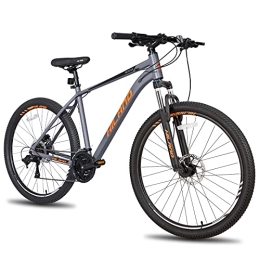 ROCKSHARK Mountainbike ROCKSHARK Hiland 27, 5 Zoll MTB Mountainbike Hardtail Mountain Bike mit 457mm Aluminiumrahmen 27 Gang Schaltung Scheibenbremse Lock-Out Federgabel grau orange Herren Damen