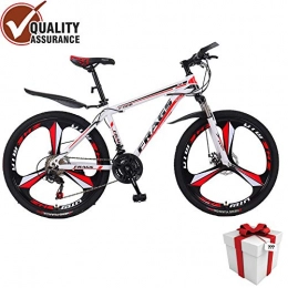  Mountainbike Running Mountainbike 26 Zoll 21 / 24 / 27 Speed Bikes Aluminiumlegierung Rahmen Mountainbike Mechanisches Doppelscheibenbremsrad, White red, 24 inch 21 Speed