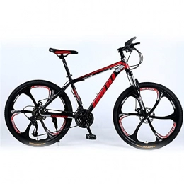 SHUI Mountainbike SHUI 26'' Adult Mountainbike 6-Speichen MTB 21 / 24 / 27 / 30 Geschwindigkeiten Fahrrad Abschließbare Und Verstellbare Vorderradgabel Magnesium-Aluminium-Legierung Doppelscheib Black Red-24sp