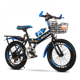 Wcxxhy Mountainbike Wcxxhy Faltbares Mountainbike, Kinderfahrrad Mit Wasserflasche, Korb - 4 Farben (Color : Black+Blue, Size : 22 inches)