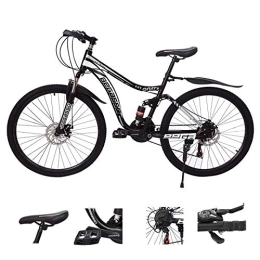 ZSMLB Mountainbike ZSMLB Adult Rennräder MountainbikesMountain Bike Carbon Steel 21-Gang MTB 26in Reifen Fahrrad Vollfederung Scheibenbremse Outdoor Bikes für Männer Frauen