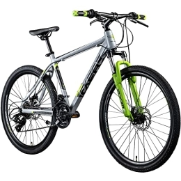 Zündapp Fahrräder Zündapp FX26 Mountainbike 26 Zoll Fahrrad Mountain Bike Hardtail Herren Damen mit MTB Rahmen Alu-Mountainbike 24 Gänge Jugendfahrrad Mädchen Jungen (grau / grün, 46 cm)