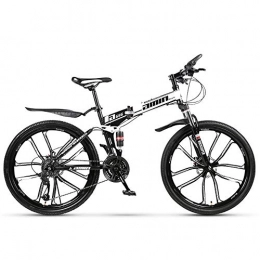 AminBike Fahrräder 21 Speed ​​Shifter Folding MTB Fahrrad Faltbare Off-Road Mountainbike Doppelscheibenbremsen Falten Reise Radfahren 26 Zoll Zehn Messer Reifen (Farbe: Schwarz Weiß)