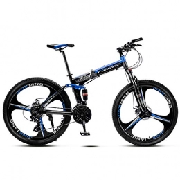 DelongKe Zusammenklappbare Mountainbike 26 Zoll Mountainbike - Mountain Bike Mit 30 Gang MTB Fahrrad Für Herren Und Damen Federgabel Gabelfederung, Stoßdämpfung Vorn Und Hinten, Erwachsenen-Ausritt Im Freien, Blau, Three cutter wheel