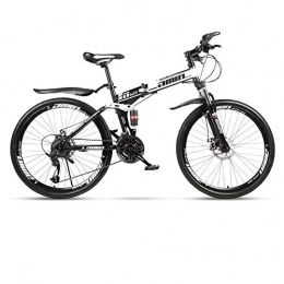 Mountain Bike Zusammenklappbare Mountainbike Adult Folding Bikes, Doppelscheibenbremse Folding Mountainbike aus Kohlenstoffstahl, faltbares Fahrrad mit Doppelfederung, tragbares Pendlerfahrrad - Schwarz und Weiß_21 Geschwindigkeit-26 Zoll