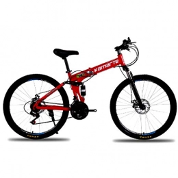 Doris Zusammenklappbare Mountainbike Adult Mountainbike, 24 / 26 Zoll Geschwindigkeit Fahrrad, High Carbon Stahl Mountain Brake, Trail Bike Folding Outroad Fahrräder, Outdoor Hinterradaufhängung MTB Getriebe Dual Disc - Rot, 24inch 21speed