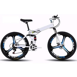 DGHJK Zusammenklappbare Mountainbike Adult Rennrad 26 Zoll Reifen Geschwindigkeit, klappbares Mountainbike Vollfederung Männer, MTB Bike Double Disc Brake Boys