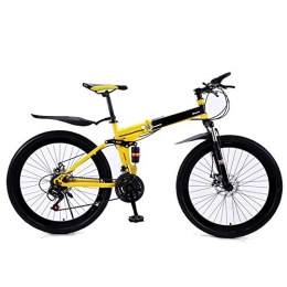 All-Purpose Zusammenklappbare Mountainbike All-Purpose Faltbares Mountainbike 26 Zoll, 21 / 24 / 27 Speed Gear Bike Speichen für Erwachsene Damen Herren Unisex Faltbares Hardtail Mountainbike, Gelb, 21 Stage Shift