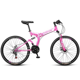 Bananaww Fahrräder Bananaww Klapprad in 24 Zoll, Mountainbike Crossbike 24-Gang-Schaltung doppelte Vollfederung Scheibenbremse Schnellfaltsystem, Fahrrad, MTB Gabelfederung Trekkingrad, Hardtail Bike, Pink