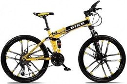 BWJL Fahrräder BWJL Faltbare Mountainbike 24 / 26 Zoll, MTB Fahrrad mit 10 Schneidrad Gelb, für Erwachsene Leichten Aluminiumlegierung-Fahrrad, 21-stufiges Schiebe, 24inches