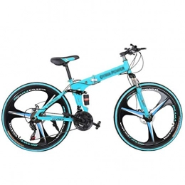 CXSMKP Fahrräder CXSMKP 26-Zoll-21-Geschwindigkeit Folding Fahrrad Mountainbike Fr Adulet Fully Faltbare Fahrrder, Doppelscheibenbremse, Kohlenstoffstahl MTB, Blau