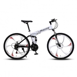 CXSMKP Fahrräder CXSMKP Mountainbike Falträder Mit Kohlenstoffreichem Stahl Rahmen, 6 Speichenräder Und 21 Geschwindigkeit, Doppelscheibenbremse Und Doppelte Federung, 3Farboption, Weiß