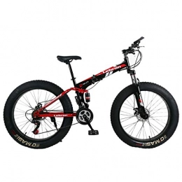 Dapang Zusammenklappbare Mountainbike Dapang 26"Stahlklapp-Mountainbike, Dual Suspension 4.0Inch Fat Tire Fahrrad kann Radfahren auf Schnee, Berge, Straßen, Strände usw, Red