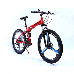 Dapang Zusammenklappbare Mountainbike Dapang Foiding Mountainbike mit mittelgroßem Stahlrahmen und 26-Zoll-Rädern mit mechanischen Scheibenbremsen, 27-Gang-Shimano-Antriebsstrang in Mehreren Farben, Red, 24speed