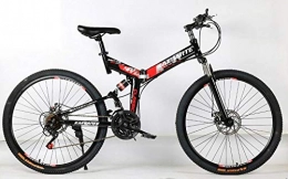 DASLING Zusammenklappbare Mountainbike DASLING 26 Zoll Mountainbike Vorder- und Hinterrad Stoßdämpfer 7-Gang-Mountainbike für Erwachsene@Schwarz rot