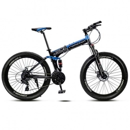 DelongKe Zusammenklappbare Mountainbike DelongKe 26 Zoll Mountainbike - Mountain Bike Mit 30 Gang MTB Fahrrad Für Herren Und Damen Federgabel Gabelfederung, Stoßdämpfung Vorn Und Hinten, Erwachsenen-Ausritt Im Freien, Blau, Spoke Wheel