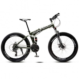 DelongKe Zusammenklappbare Mountainbike DelongKe 26 Zoll Mountainbike - Mountain Bike Mit 30 Gang MTB Fahrrad Für Herren Und Damen Federgabel Gabelfederung, Stoßdämpfung Vorn Und Hinten, Erwachsenen-Ausritt Im Freien, Grün, Spoke Wheel