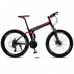 DelongKe Zusammenklappbare Mountainbike DelongKe Mountain Bike Adult, Faltbares Mountainbike, 26-Zoll-Doppelscheibenbremse Mit 30-Gang-Schaltung, Stoßdämpfung Vorn Und Hinten, Erwachsenen-Ausritt Im Freien, Rot, Spoke Wheel