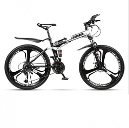 DGAGD Zusammenklappbare Mountainbike DGAGD 24-Zoll-Falt-Mountainbike fr Erwachsene Einrad-Doppelstodmpfer-Offroad-Dreiradrad mit Variabler Geschwindigkeit-Schwarz und Wei A_21 Geschwindigkeit
