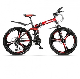 DGAGD Zusammenklappbare Mountainbike DGAGD 26-Zoll-Falt-Mountainbike fr Erwachsene Einrad-Doppelstodmpfer-Offroad-Dreiradrad mit Variabler Geschwindigkeit-Schwarz Rot B_27 Geschwindigkeit