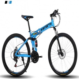 Domrx Zusammenklappbare Mountainbike Domrx Stoßdämpfer Shift Foldinge Fahrrad Aluminiumlegierung 26 Zoll Doppelscheibenbremse-Blau_26 (160-185 cm)