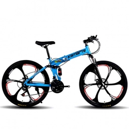 Doris Zusammenklappbare Mountainbike Doris Folding Mountainbikes Blau, Rahmen Aus Hohem Kohlenstoffstahl, 24 / 26 Zoll Adult Mountainbike, Trailbike Folding Outroad Bikes, Doppelscheibenbremse, Hinterradaufhängung, 24inch 24speed