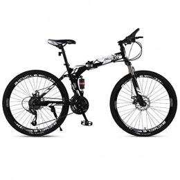Dsrgwe Zusammenklappbare Mountainbike Dsrgwe Mountainbike, 26inch Mountain Bikes, faltbar Bergfahrräder Hardtail, Stahl-Rahmen, Doppelscheibenbremse und Doppelaufhebung (Color : Black+White, Size : 21 Speed)