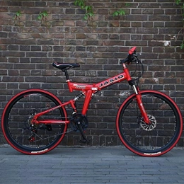 Dsrgwe Zusammenklappbare Mountainbike Dsrgwe Mountainbike, 26inch Mountainbike, Folding Hardtail Bike, Carbon-Stahlrahmen, Vollfederung und Doppelscheibenbremse, 21 Geschwindigkeit (Color : Red)