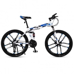 Dsrgwe Zusammenklappbare Mountainbike Dsrgwe Mountainbike, 26inch Mountainbike, Folding Mountain Fahrräder, Doppelaufhebung und Doppelscheibenbremse, 21-Gang, 24-Gang, 27-Gang (Color : Blue, Size : 21-Speed)