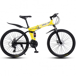 Dsrgwe Zusammenklappbare Mountainbike Dsrgwe Mountainbike, Folding Mountainbike, Full Suspension Fahrrder, Carbon-Stahlrahmen, Doppelscheibenbremse, 26inch-Speichen Felgen (Color : Yellow, Size : 24-Speed)