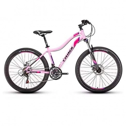 Dsrgwe Zusammenklappbare Mountainbike Dsrgwe Mountainbike, Mountain Bike, Aluminium-Legierung Frauen Fahrräder, Doppelscheibenbremse und Locking Vorderradaufhängung, 26inch Rad, 21-Gang (Color : Pink)