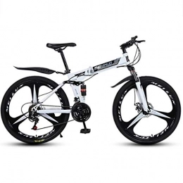 Dsrgwe Zusammenklappbare Mountainbike Dsrgwe Mountainbike, Mountainbikes, faltbar Hardtail Fahrräder, Carbon-Stahlrahmen, Doppelscheibenbremse und Doppelhänge (Color : White, Size : 21 Speed)