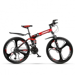 DZWJ Zusammenklappbare Mountainbike DZWJ Faltbare Mountainbike 26 Zoll, MTB Fahrrad mit 3 Schneidrad, 8 Sekunden Schnell Folding Mens Frauen Erwachsene, Rot