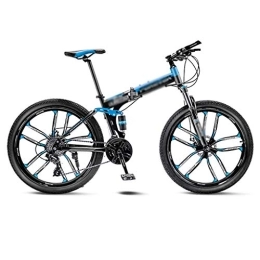 Ffshop Zusammenklappbare Mountainbike Ffshop Klappräder Fahrräder Blue Mountain Bike Fahrrad 10 Spoke Wheels Folding 24 / 26 Zoll-Doppelscheibenbremsen (21 / 24 / 27 / 30 Speed) Stoßdämpfendes Fahrrad (Color : 27 Speed, Größe : 26inch)