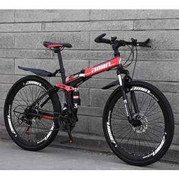 HARUONE Zusammenklappbare Mountainbike HARUONE Faltbare Mountain Bike 26 Zoll Mit Verstellbarem Sitz, 21 / 24 / 27 / 30 Geschwindigkeit High-Carbon Stahl Doppelscheibenbremse, Rot, 24speed