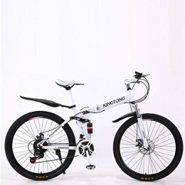 KaO0YaN Fahrräder High Carbon Steel Highway-Fahrrad Der Herren, Erwachsene Faltende Mountainbikes, Doppelte Scheibenbremse, Geeignet Für Sport- Und Fahrradliebhaber-21 Speed ​​White Speichenrad_24 Zoll