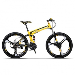 HLMIN-Klapprder Zusammenklappbare Mountainbike HLMIN Klappfahrrad 26 Zoll Folding Mountainbike 27 Geschwindigkeit Vollfederung Fahrrad Doppelscheibenbremse MTB (Color : Yellow, Size : 27Speed)