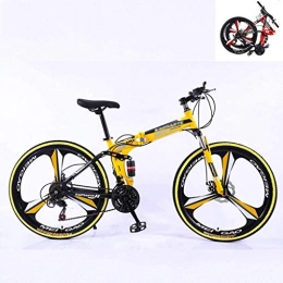 HongLianRiven Zusammenklappbare Mountainbike HongLianRiven BMX Folding Mountain Bike, 27 Geschwindigkeit Dual Disc Faltbare Ultra Light Rahmen, Off Road Variable Speed Racing for Mnner und Frauen 6-24 (Color : Yellow)