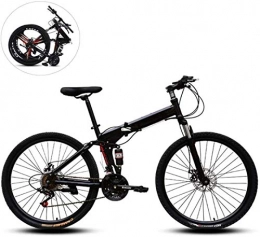 HongLianRiven Zusammenklappbare Mountainbike HongLianRiven BMX Folding Mountain Bikes, 24-Zoll-High Carbon Stahlrahmen, Variable Speed Doppelstodmpfung Scheibenbremse All Terrain Adult Klapprad 6-24 (Color : Black, Size : 21 Speed)