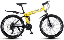 HongLianRiven Zusammenklappbare Mountainbike HongLianRiven BMX Folding Variable Speed 26 Zoll Mountainbike, 21-24 - 27 Beschleunigt Leichte hochgekohlt Stahlrahmen-Bikes, Doppelscheibenbremse Fahrrad 5-25 (Color : Yellow, Size : 27speed)