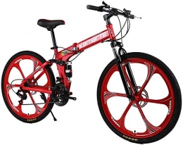 HQQ Fahrräder HQQ Folding Fahrrad-Gebirgsfahrrad Erwachsene 26 Zoll 21 Geschwindigkeits Shock Doppelscheibenbremsen: Student Fahrrad Sturm Bike Folding Auto (Color : Red)