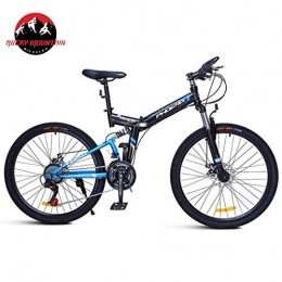 JLRTY Zusammenklappbare Mountainbike JLRTY Mountainbike Mountainbike, 24 / 26 Zoll Faltbare Fahrräder 24 Geschwindigkeiten MTB Leichte Carbon-Stahlrahmen-Scheibenbremse Vorderachsfederung (Color : Blue, Size : 24'')