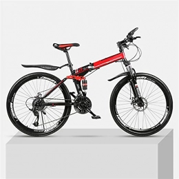 YQCH Zusammenklappbare Mountainbike Jugend- und Erwachsener-Gebirgs-faltendes Mountainbike, Outoad-Mountainbike, Aluminium- und Stahlrahmen, 24-Geschwindigkeiten 26-Zoll, volles Suspension MTB-Bikes, Doppelscheibenbremskörperfahrräder