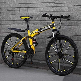 KELITINAus Zusammenklappbare Mountainbike KELITINAus Mountainbike, 21 Geschwindigkeit Doppelscheibenbremse Fahrrad Faltrad Für Erwachsene Teenager Fahrrad Full Suspension Mtb-Fahrräder, D-10Knifewheels-26Inches, D-10Knifewheels-24Inches