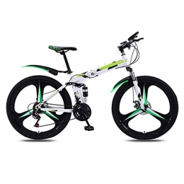 KELITINAus Zusammenklappbare Mountainbike KELITINAus Outoad Mountain Boys Bike, 24 / 26 Zoll 21-Gang-Vollsuspension Mtb-Fahrräder, 3 Speichen-Räder Falten Mountainbike, Kohlenstoffstahlrahmen, Doppelscheibenbremse, Fahrräder Outdoor Sport, Grün