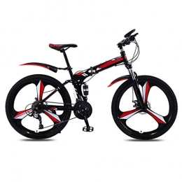 KELITINAus Zusammenklappbare Mountainbike KELITINAus Outoad Mountain Boys Bike, 24 / 26 Zoll 21-Gang-Vollsuspension Mtb-Fahrräder, 3 Speichen-Räder Falten Mountainbike, Kohlenstoffstahlrahmen, Doppelscheibenbremse, Fahrräder Outdoor Sport, Rot,